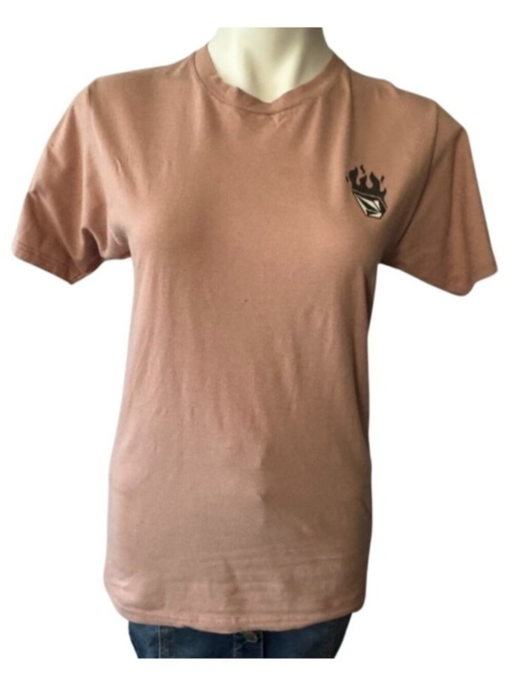 Volcom Graphic T-Shirt 100% Cotton Rose Flame Design Peach - S